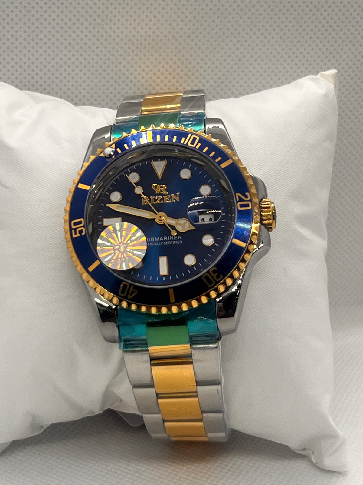 RIZ Two-Tone Dive Style Rotating Bezel Date Men's Watch