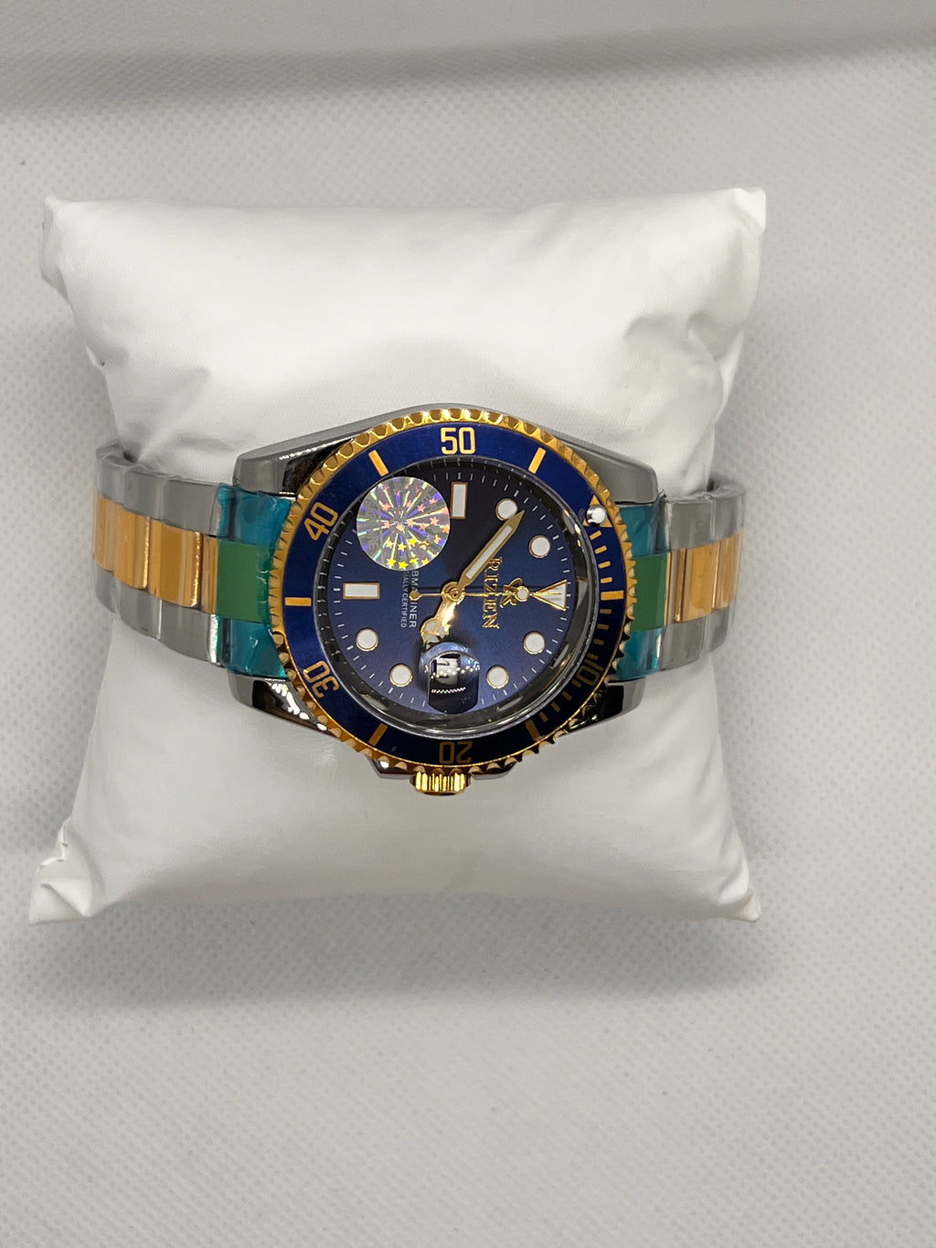 RIZ Two-Tone Dive Style Rotating Bezel Date Men's Watch