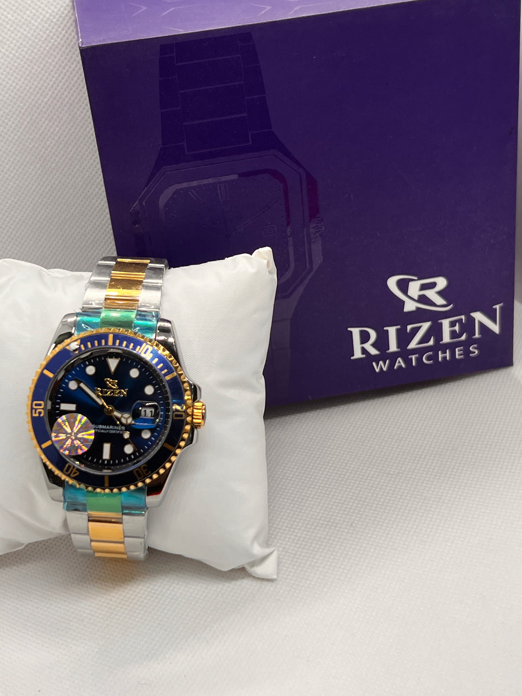 RIZ Two-Tone Dive Style Rotating Bezel Date Men's Watch