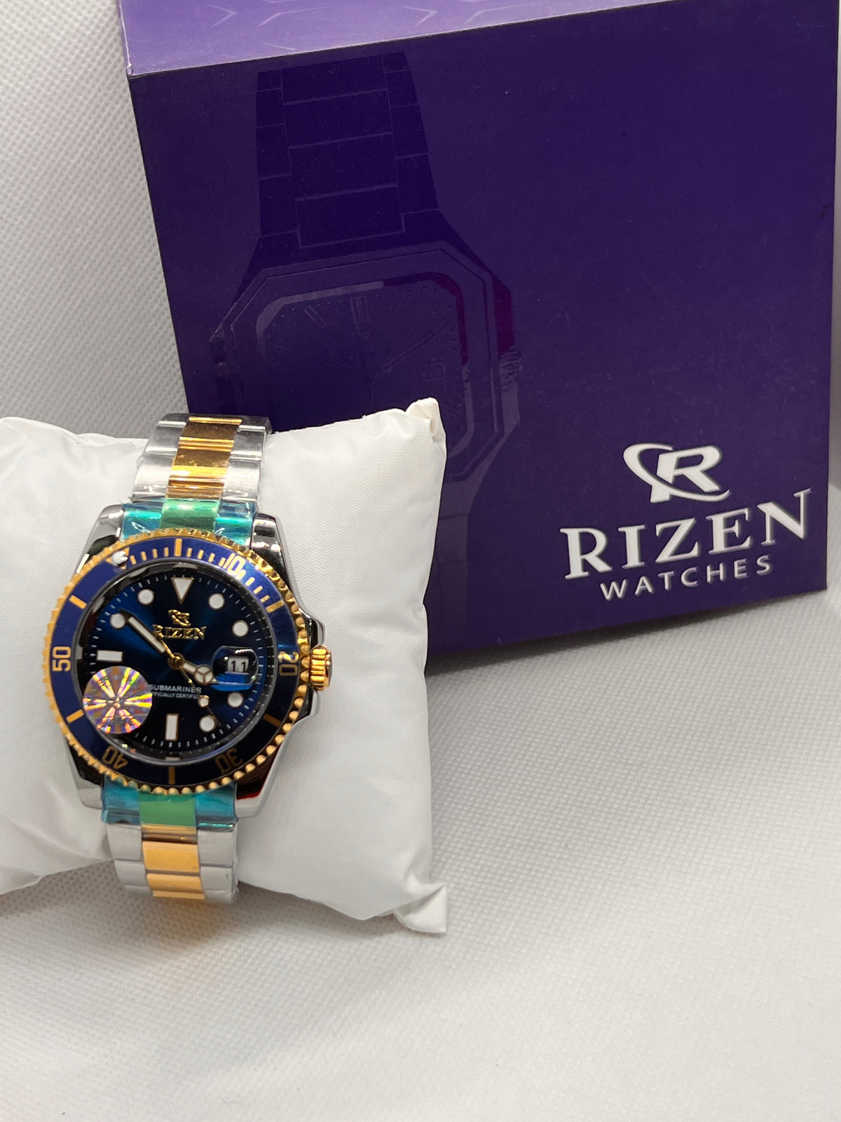 RIZ Two-Tone Dive Style Rotating Bezel Date Men's Watch