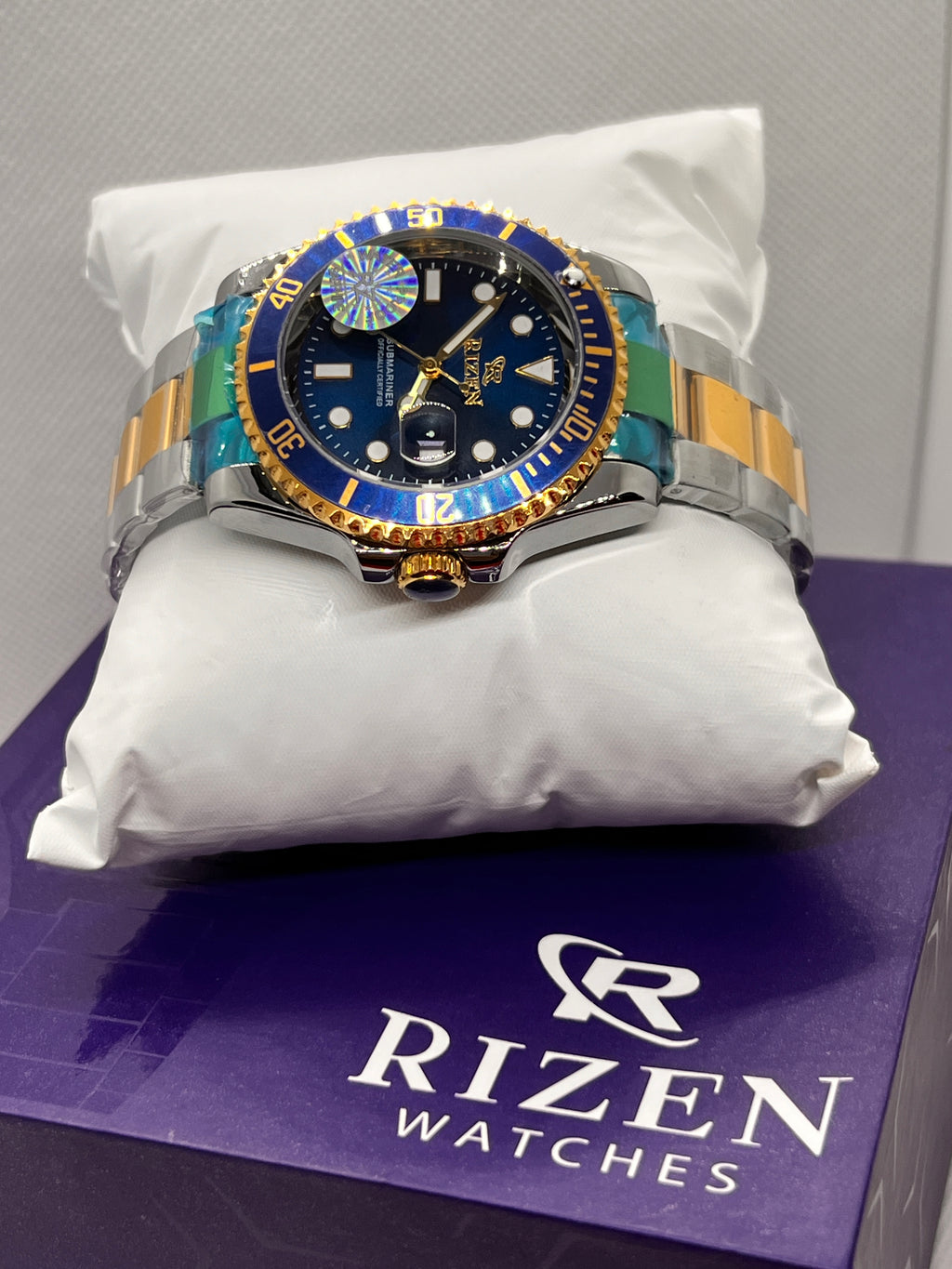 RIZ Two-Tone Dive Style Rotating Bezel Date Men's Watch