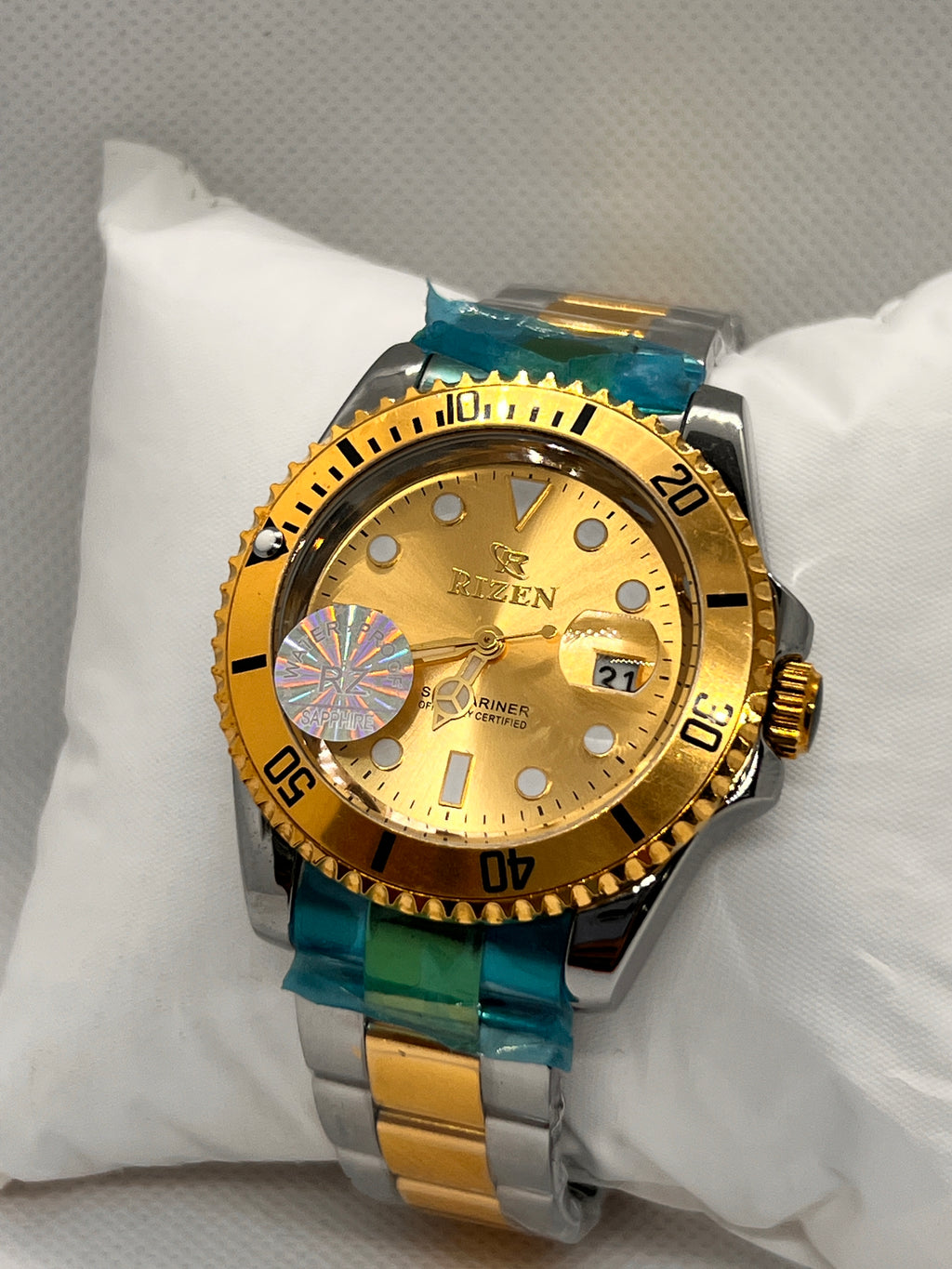 RIZ Two-Tone Dive Style Rotating Bezel Date Men's Watch