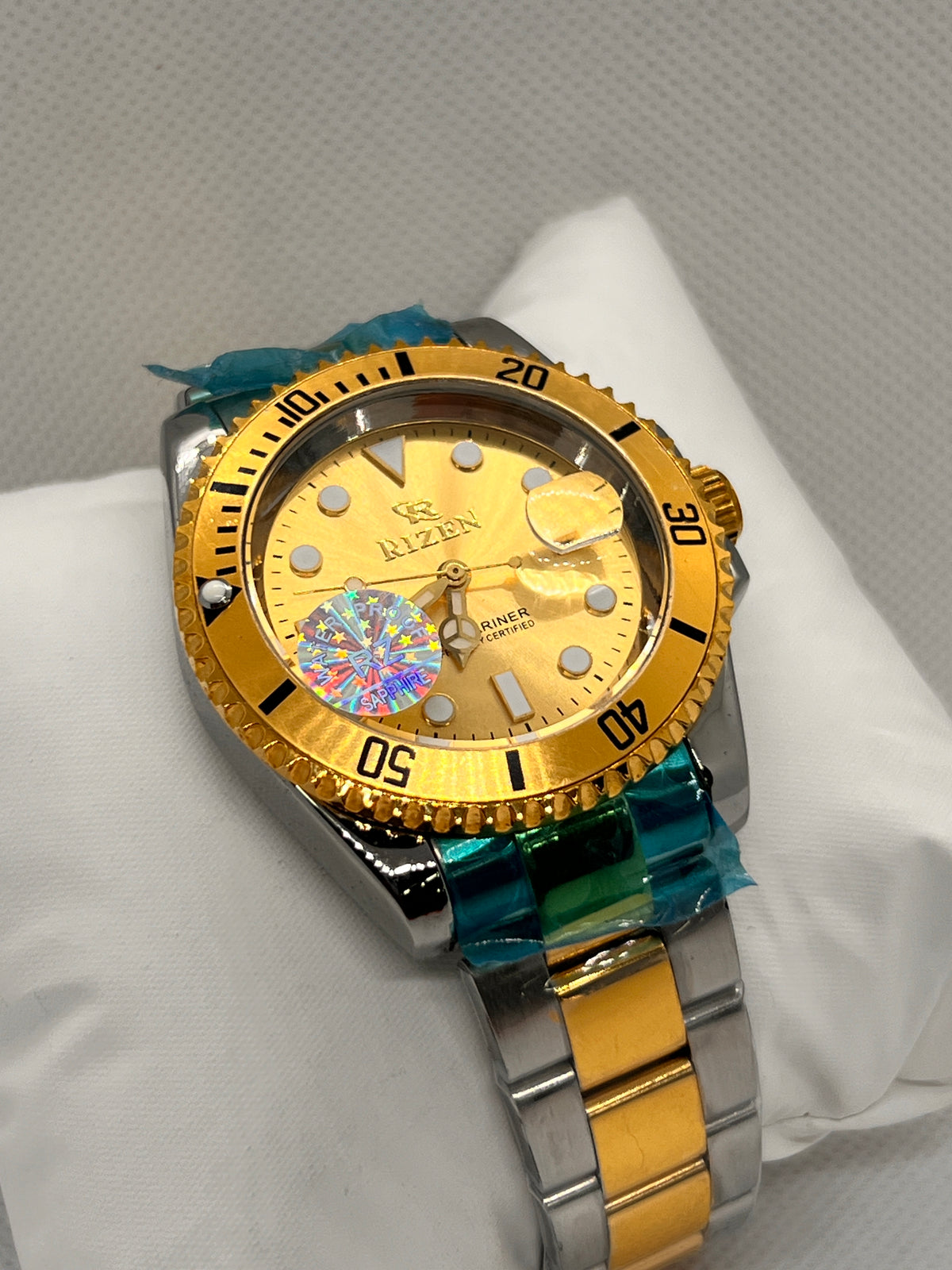 RIZ Two-Tone Dive Style Rotating Bezel Date Men's Watch