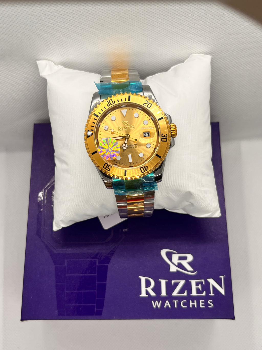 RIZ Two-Tone Dive Style Rotating Bezel Date Men's Watch
