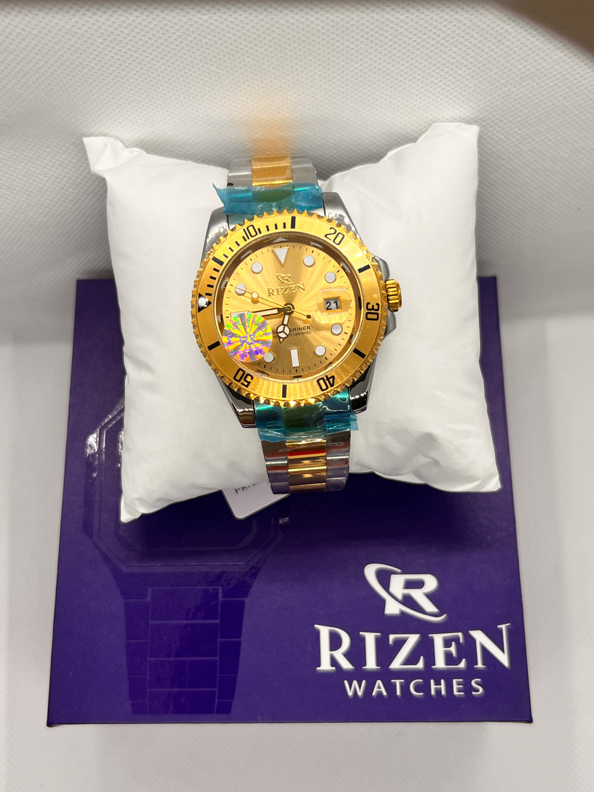 RIZ Two-Tone Dive Style Rotating Bezel Date Men's Watch