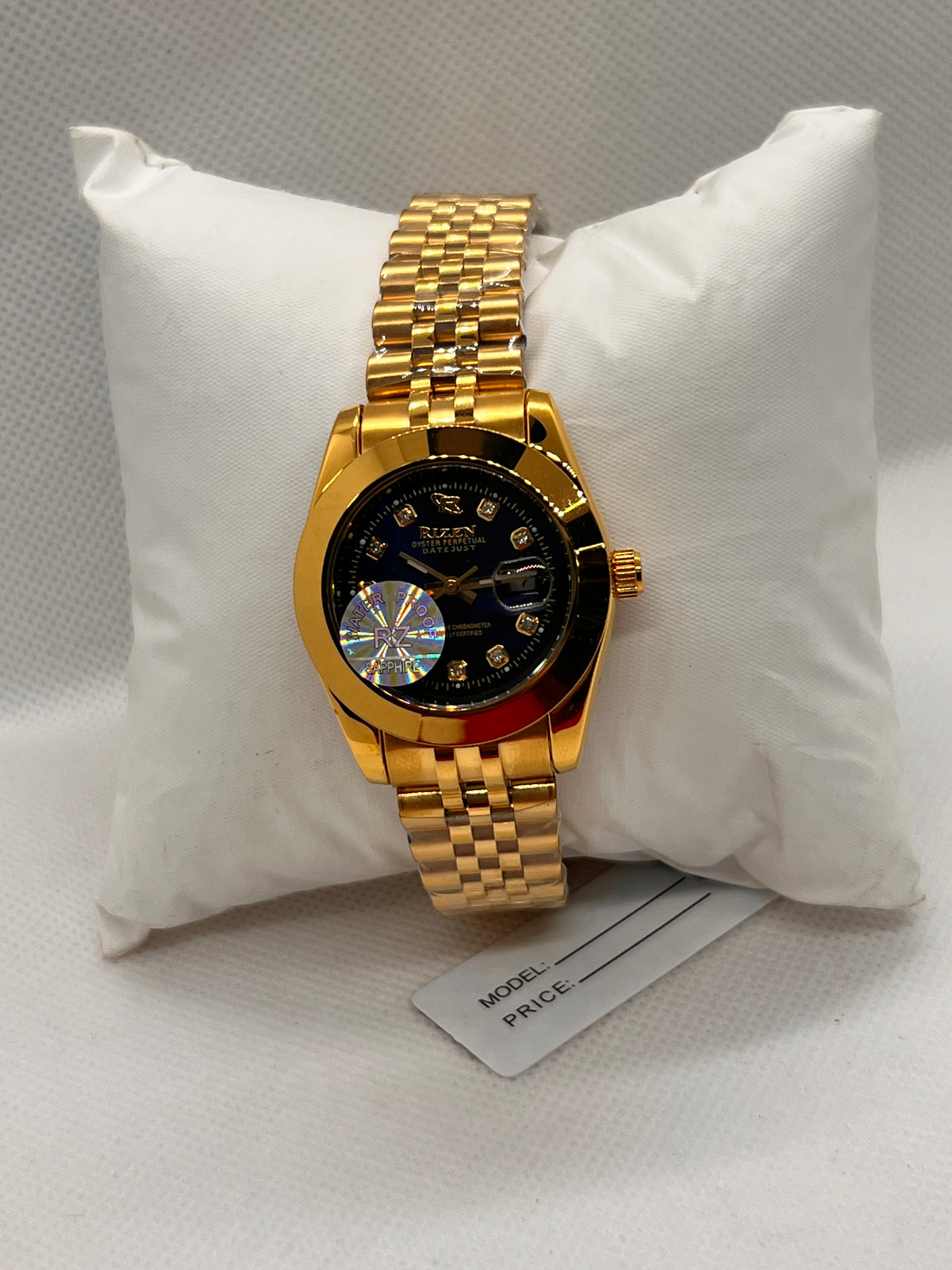 RIZ Crystal Stone-Set Dial Date Quartz Women's Watch