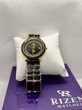 RIZ Ceramic Faceted Crystal Date Quartz Men's Watch