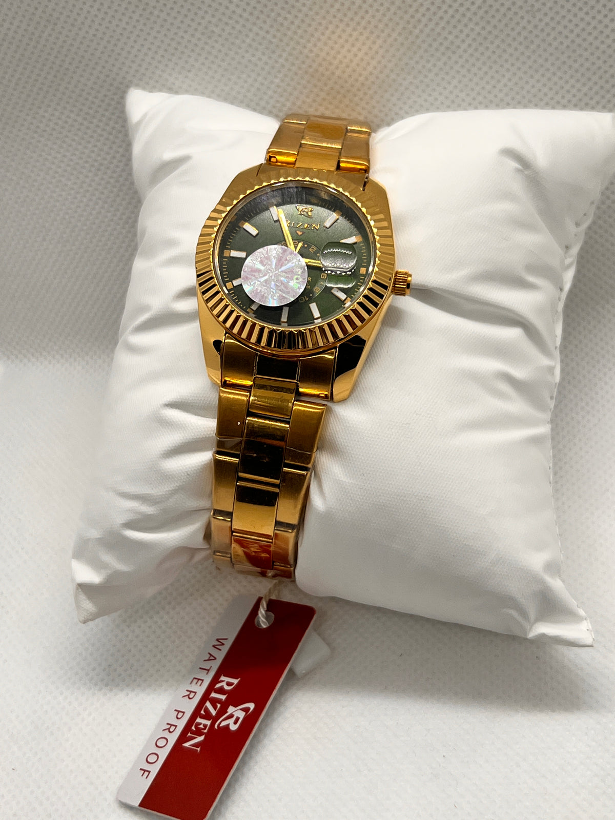RIZ Fluted Bezel Sub-Dial Date Quartz Women's Watch