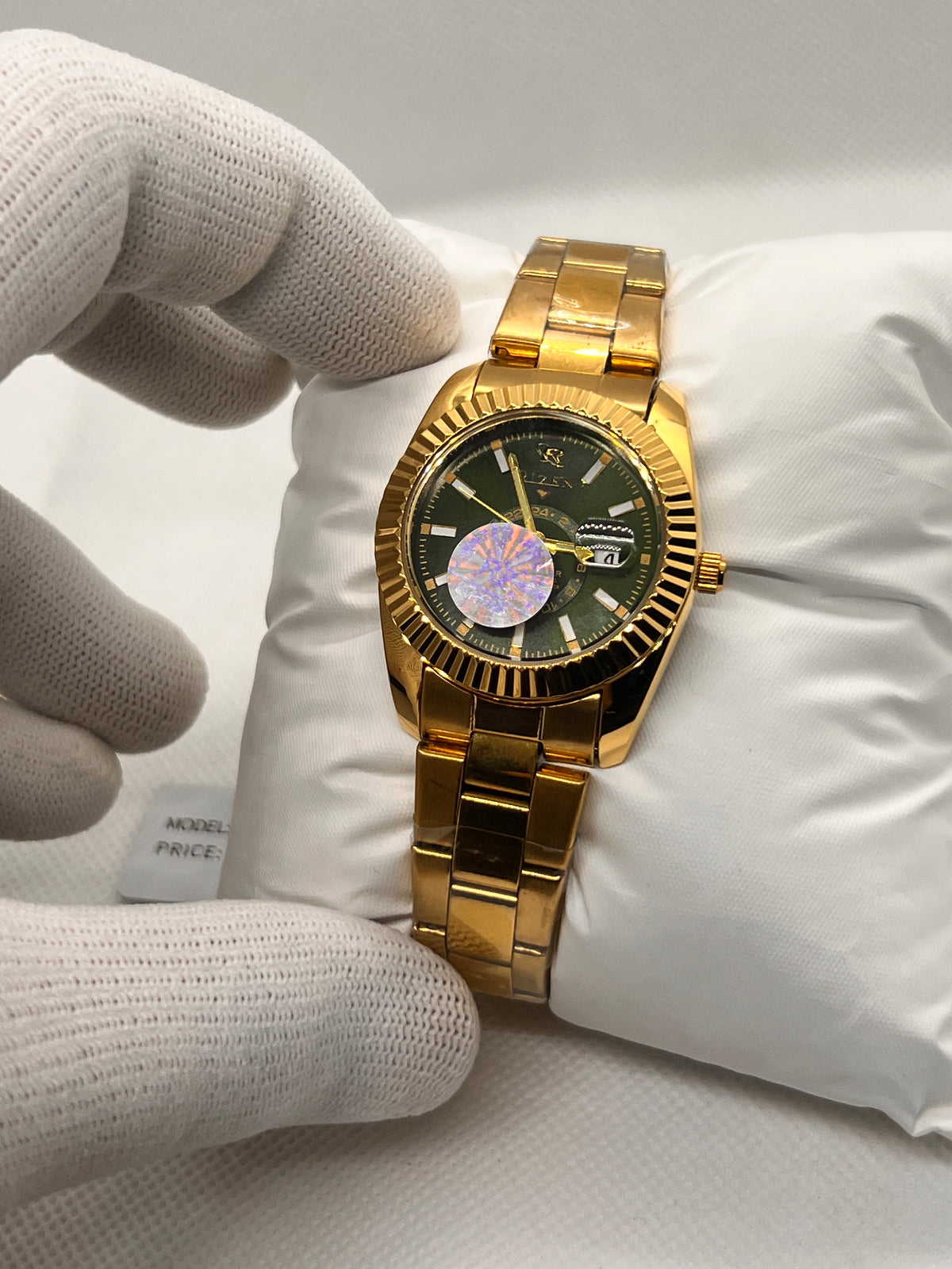 RIZ Fluted Bezel Sub-Dial Date Quartz Women's Watch