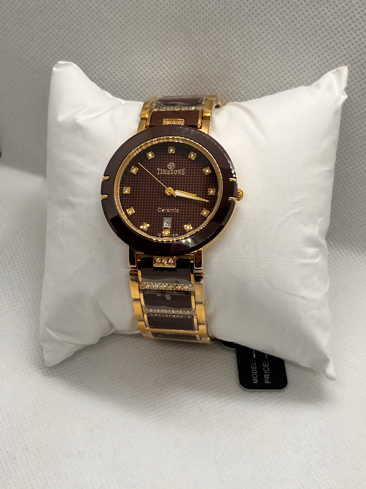 TMZ Ceramic Gold Textured Dial Date Men's Watch