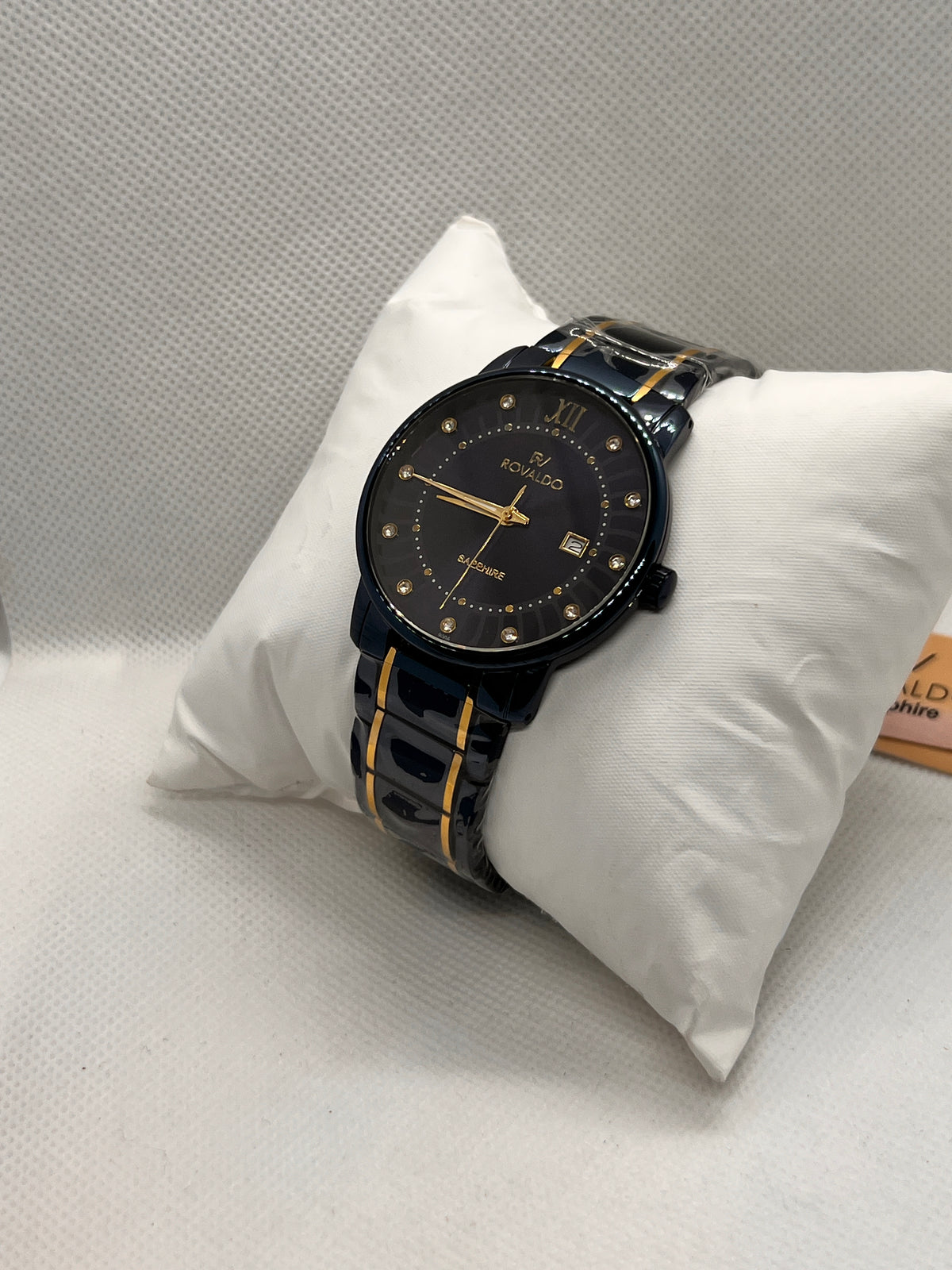 RVD Sapphire Stone-Set Date Quartz Men's Watch
