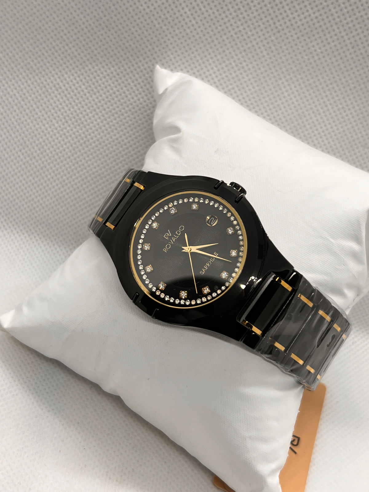 RVD Sapphire Stone-Set Date Quartz Men's Watch
