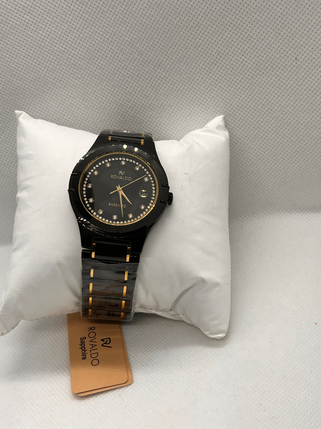 RVD Sapphire Stone-Set Date Quartz Men's Watch