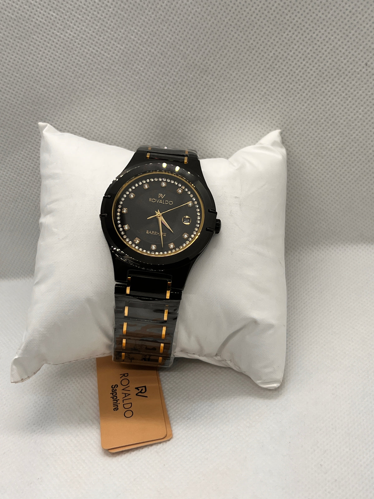 RVD Sapphire Stone-Set Date Quartz Men's Watch