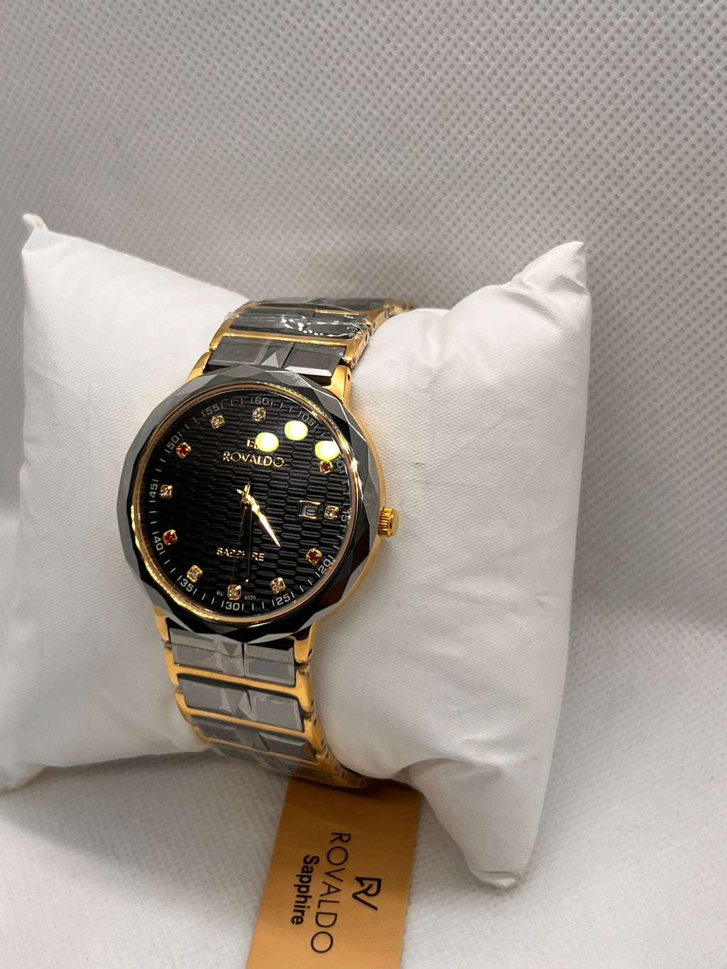 RVD Sapphire Two-Tone Faceted Bezel Date Men's Watch