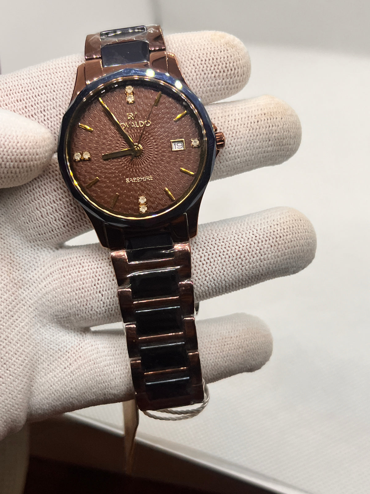 RVD Sapphire Rose Gold Brown Dial Date Men's Watch