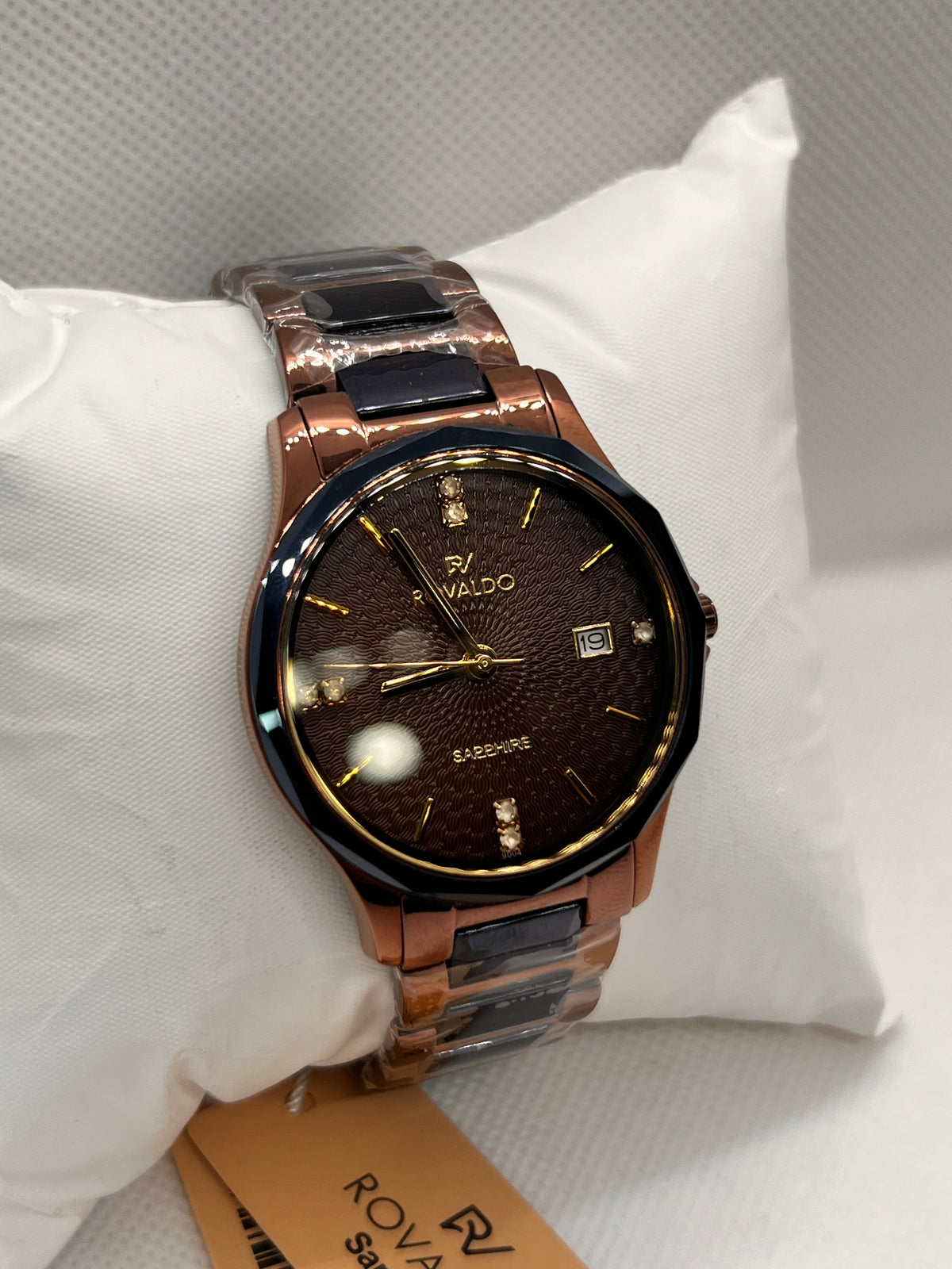 RVD Sapphire Rose Gold Brown Dial Date Men's Watch