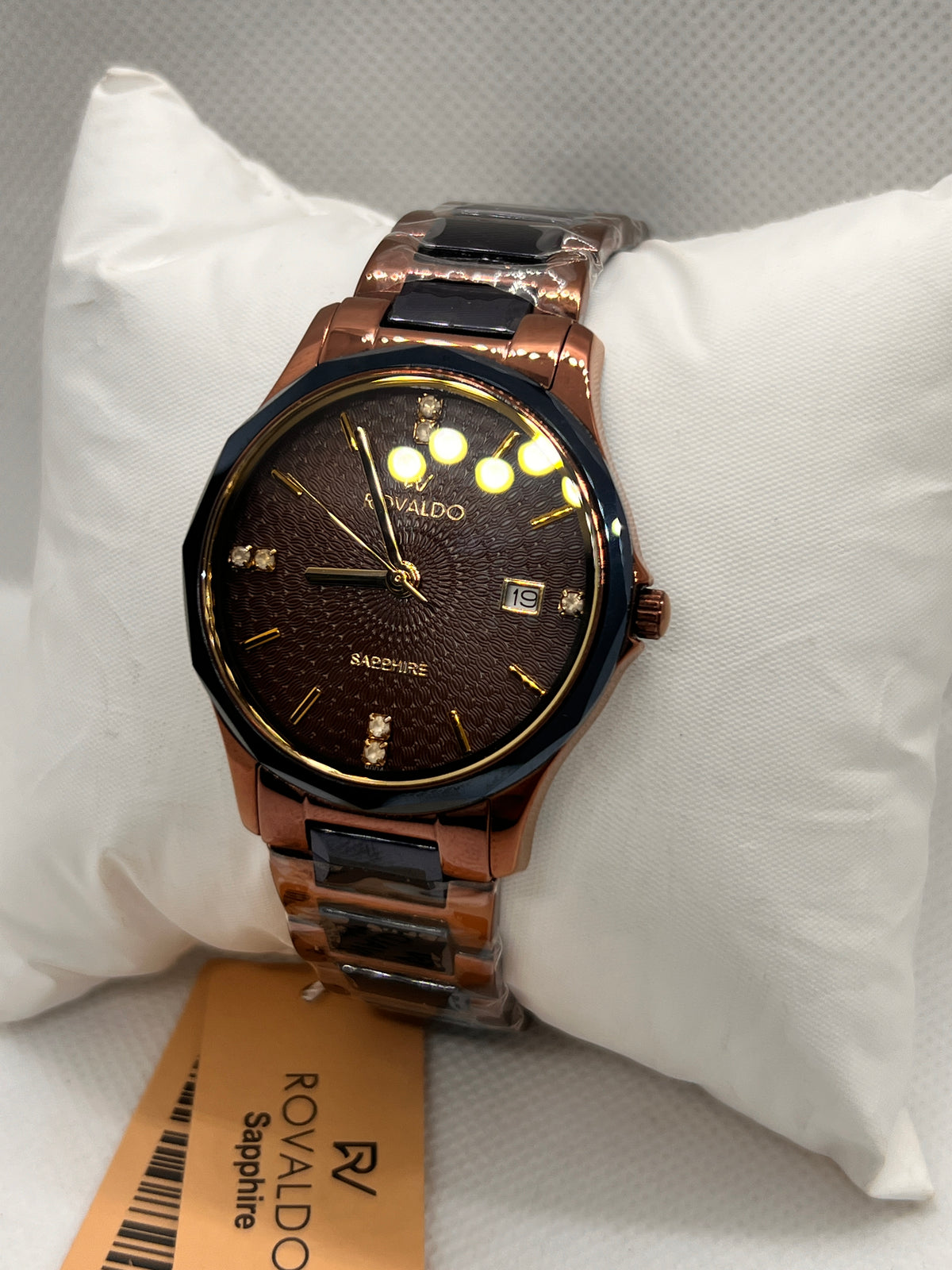 RVD Sapphire Rose Gold Brown Dial Date Men's Watch