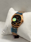 RIZ Crystal Stone-Set Dial Date Quartz Women's Watch