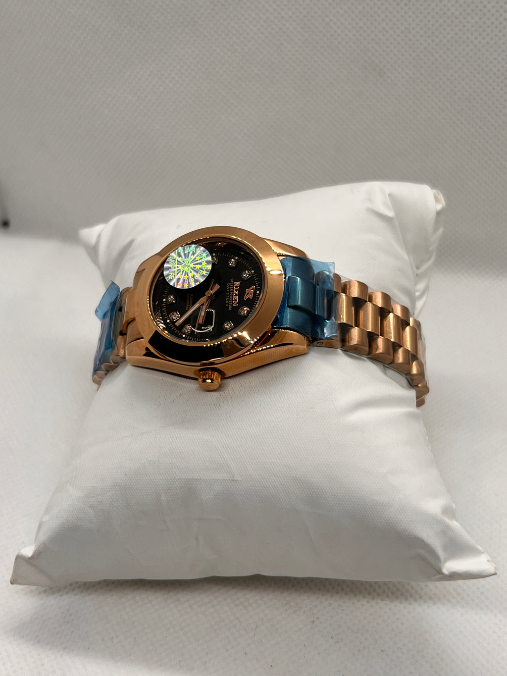 RIZ Crystal Stone-Set Dial Date Quartz Women's Watch