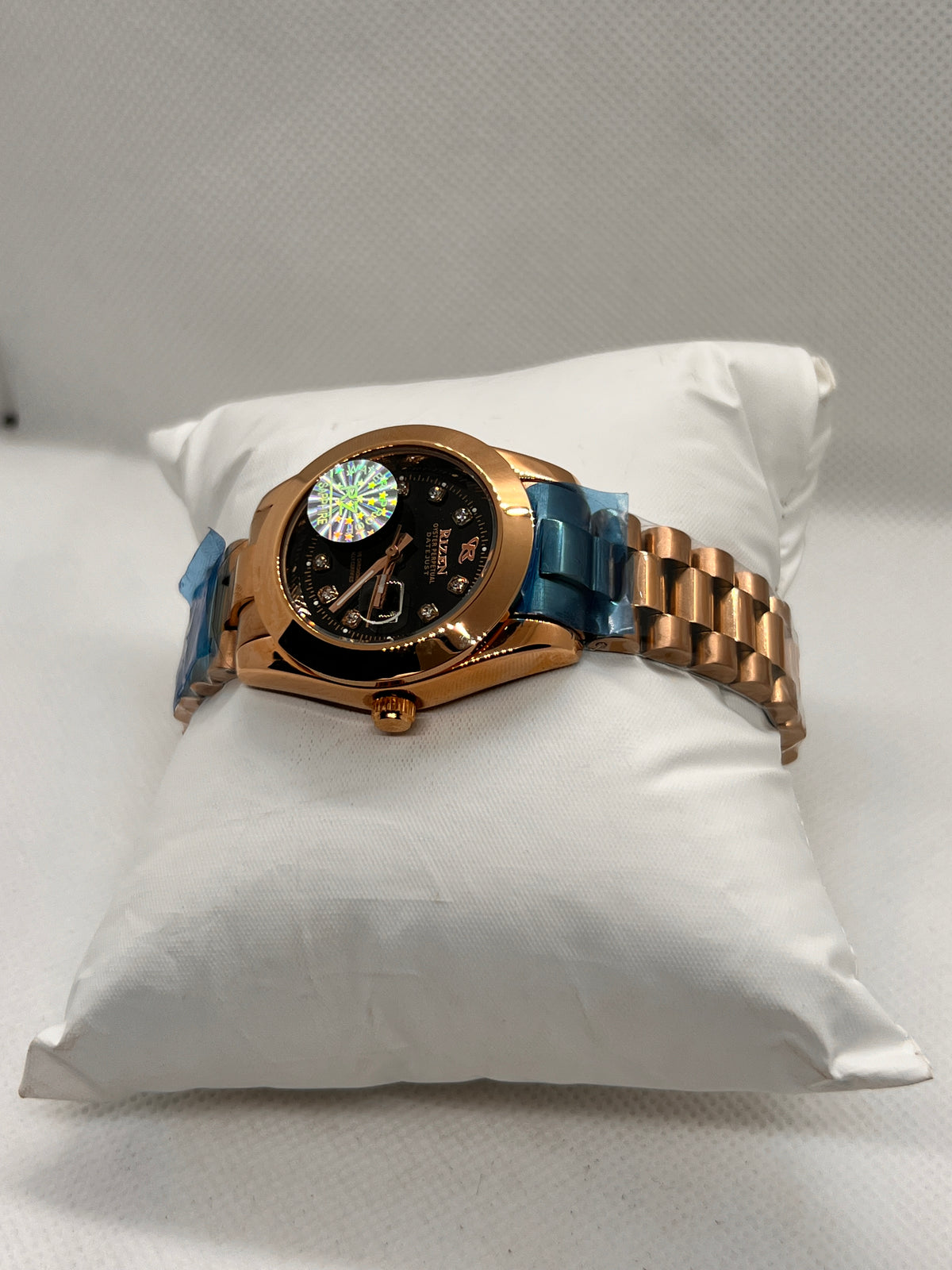 RIZ Crystal Stone-Set Dial Date Quartz Women's Watch