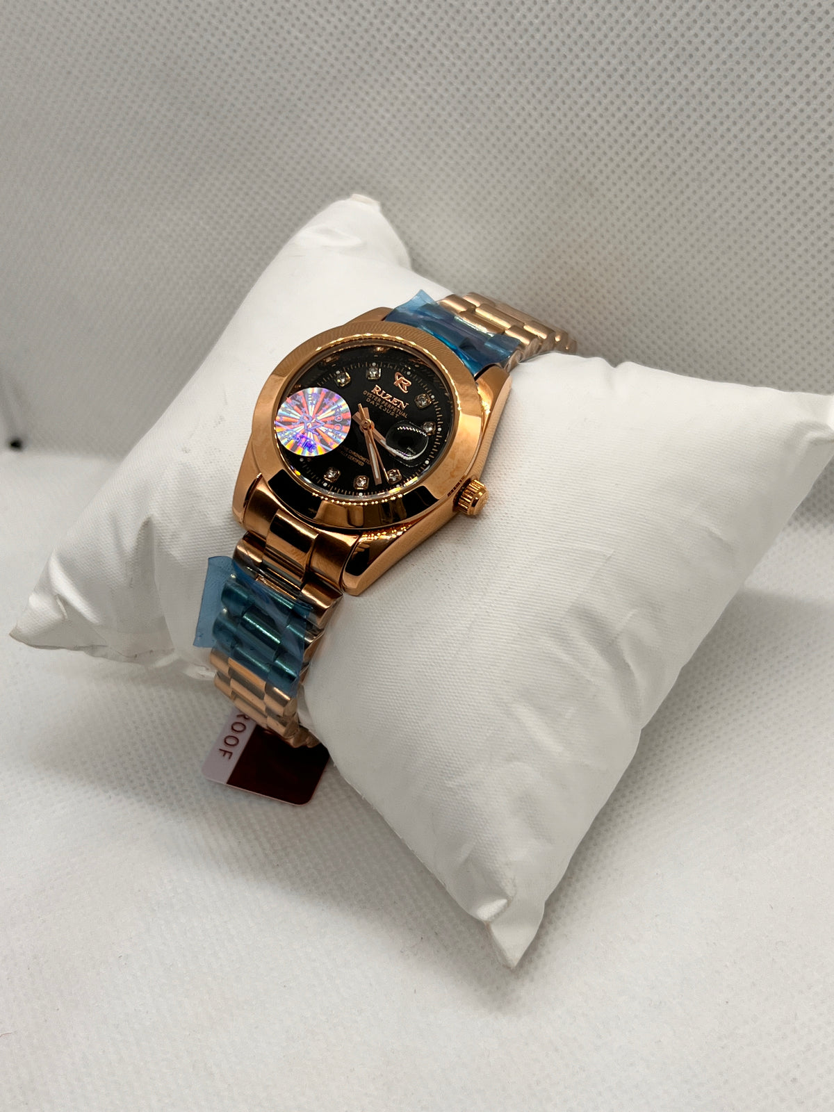 RIZ Crystal Stone-Set Dial Date Quartz Women's Watch