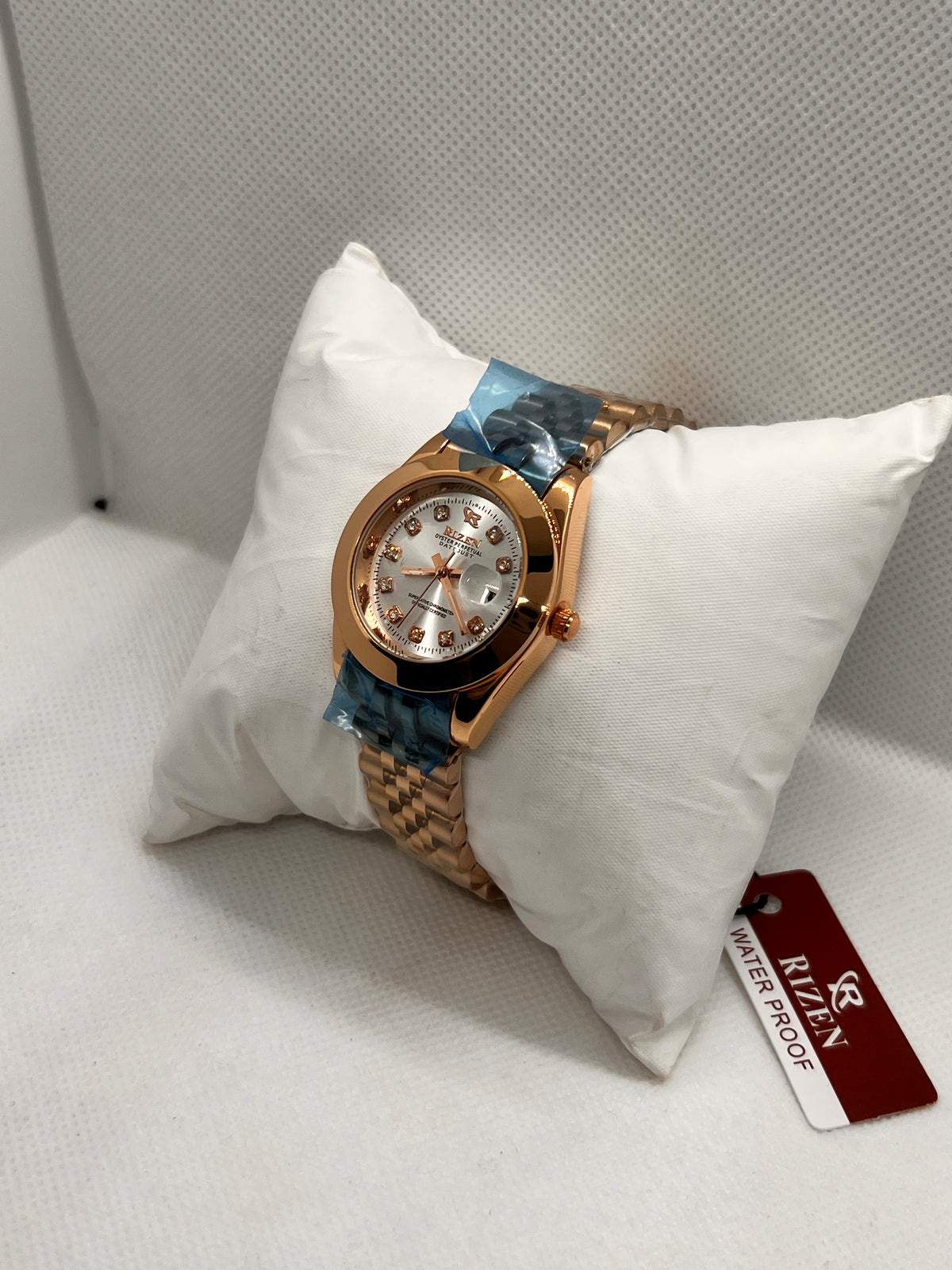RIZ Crystal Stone-Set Dial Date Quartz Women's Watch