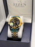 RIZ Two-Tone Gold Steel Stone-Set Date Men's Watch