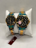RIZ Couple Watch Set Two-Tone Dive Style His & Her Pair