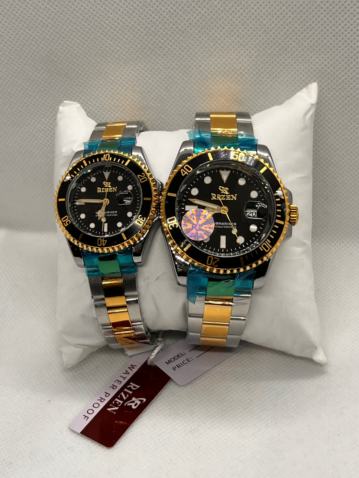 RIZ Couple Watch Set Two-Tone Dive Style His & Her Pair