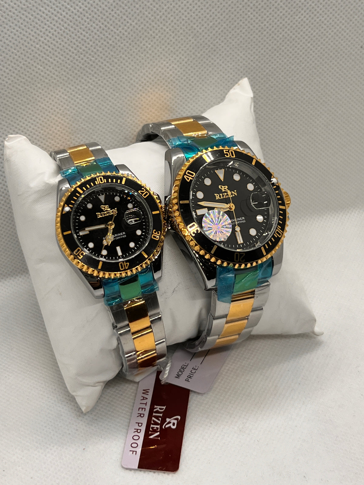 RIZ Couple Watch Set Two-Tone Dive Style His & Her Pair