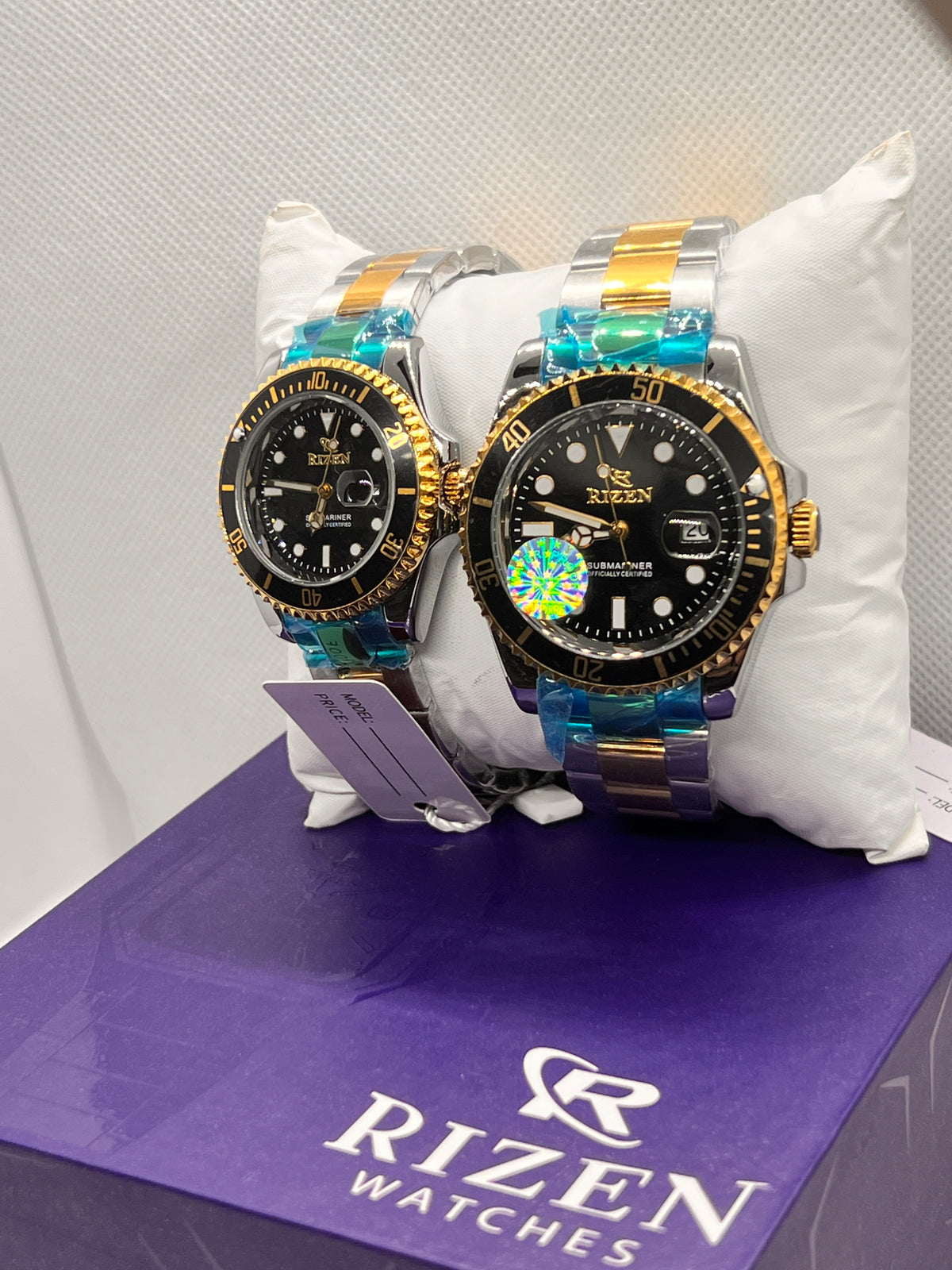 RIZ Couple Watch Set Two-Tone Dive Style His & Her Pair