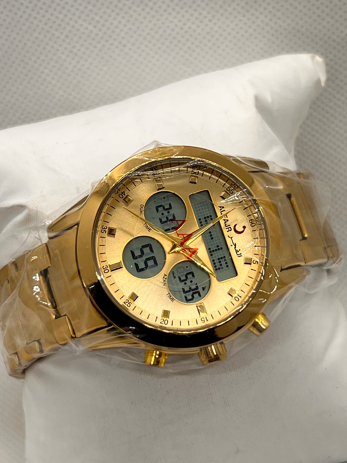 Alfajr Azan Prayer Alarm Dual Time Digital Men's Watch