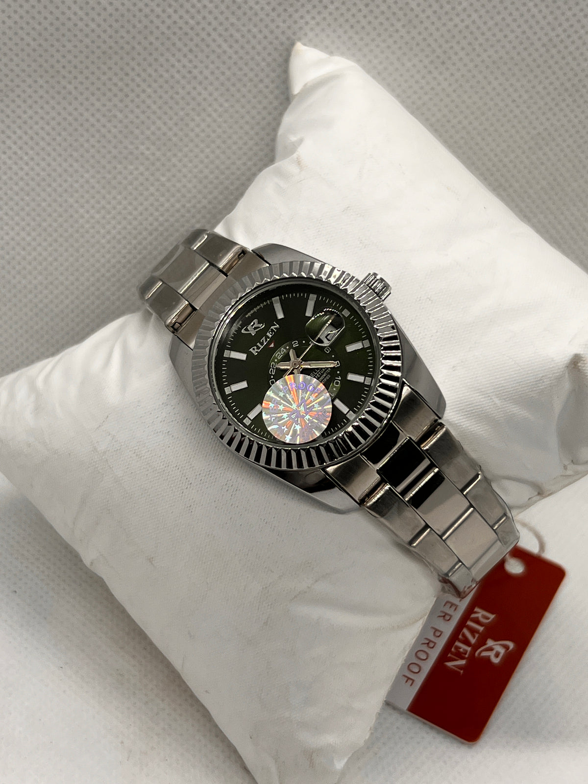 RIZ Fluted Bezel Sub-Dial Date Quartz Women's Watch