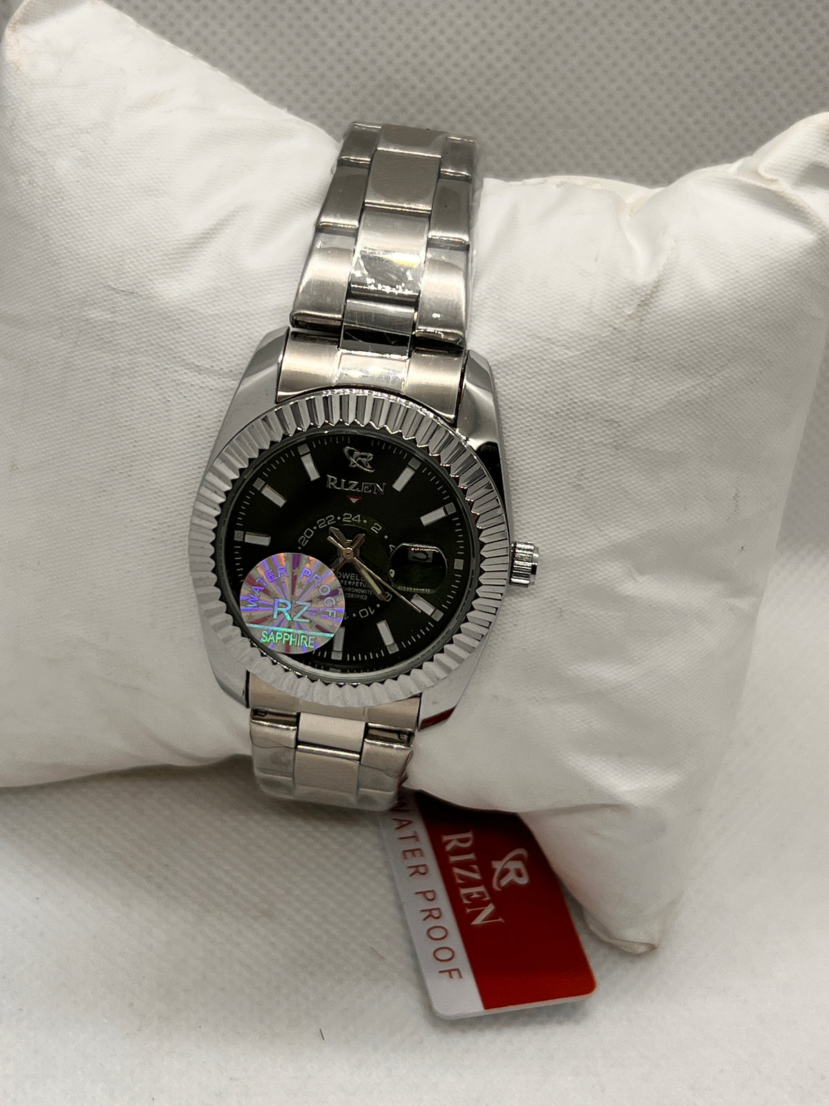 RIZ Fluted Bezel Sub-Dial Date Quartz Women's Watch