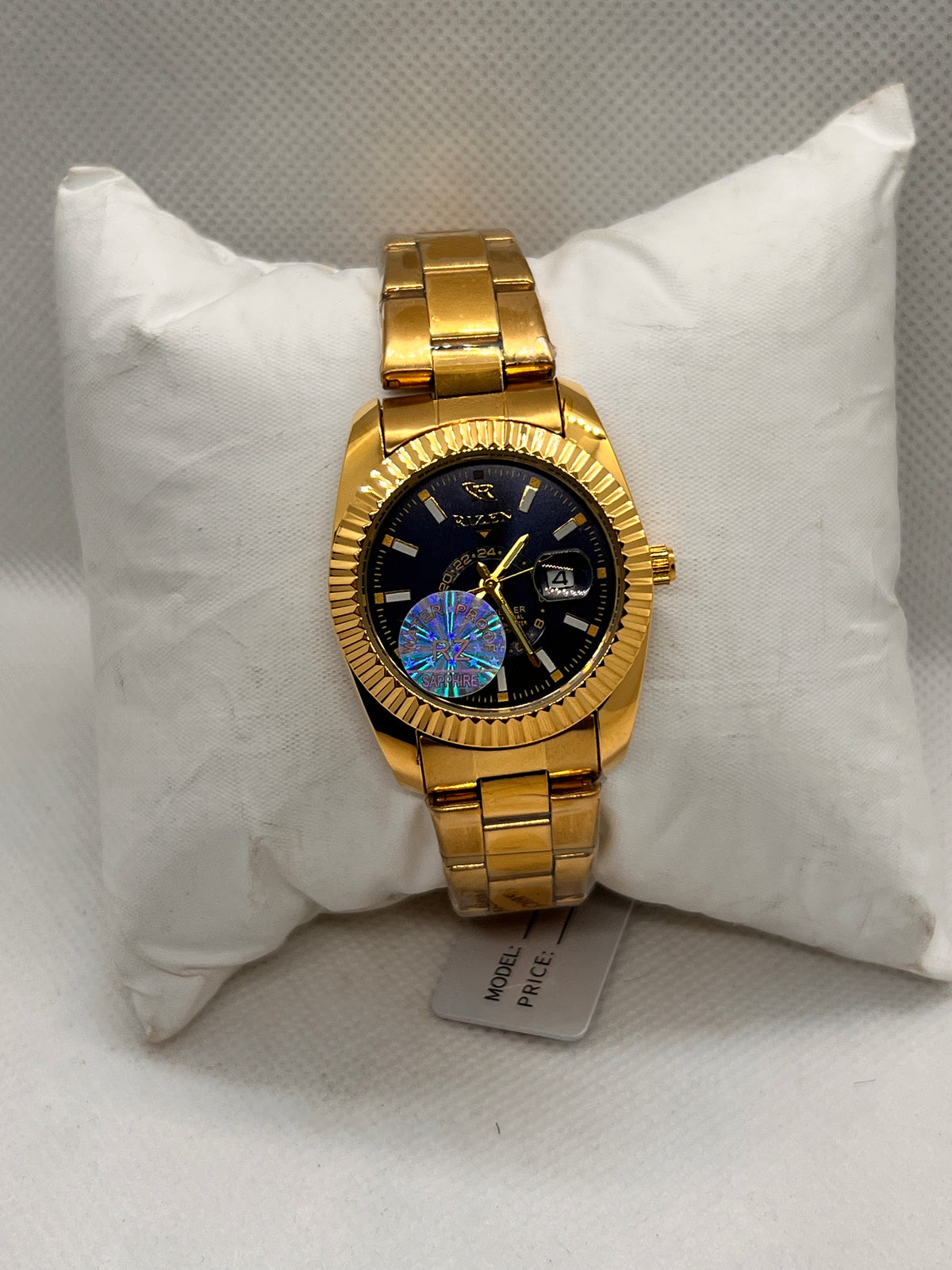 RIZ Fluted Bezel Sub-Dial Date Quartz Women's Watch