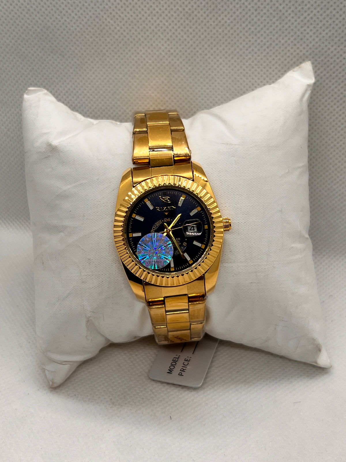 RIZ Fluted Bezel Sub-Dial Date Quartz Women's Watch