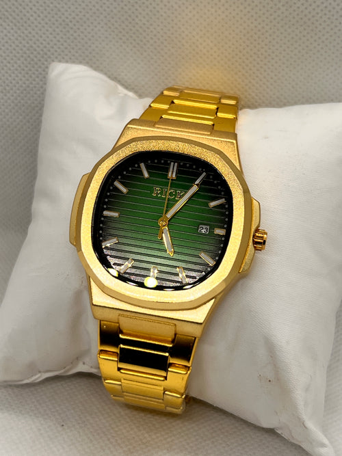 RCK Octagon Ribbed Dial Date Quartz Men's Watch