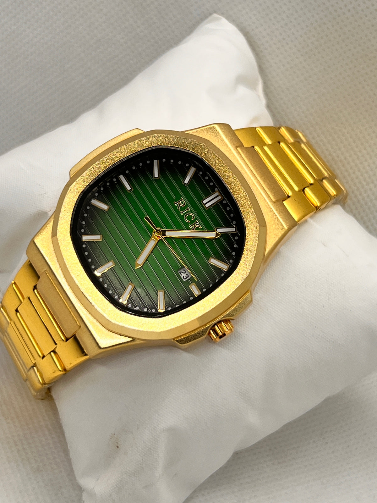 RCK Octagon Ribbed Dial Date Quartz Men's Watch