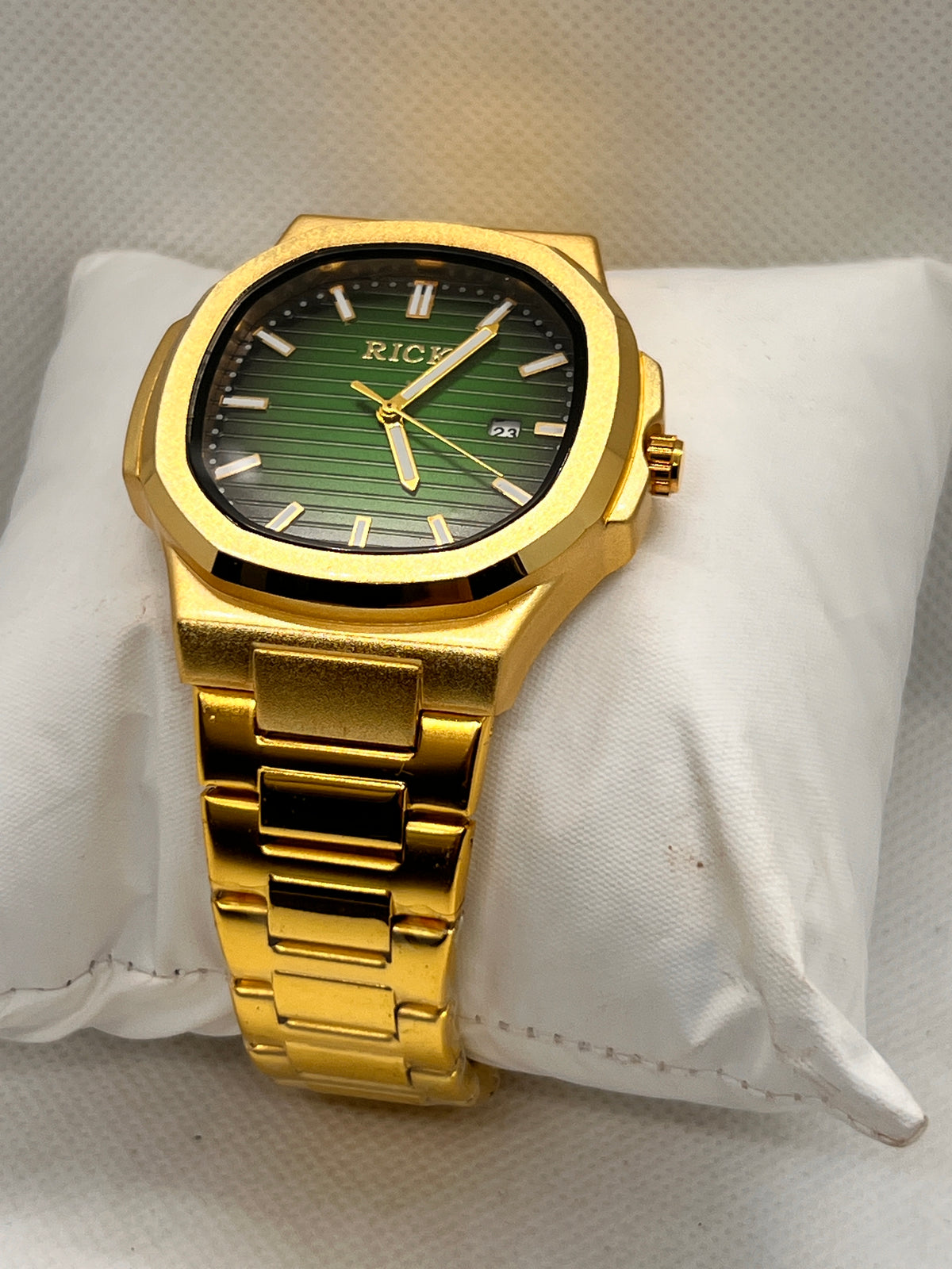 RCK Octagon Ribbed Dial Date Quartz Men's Watch